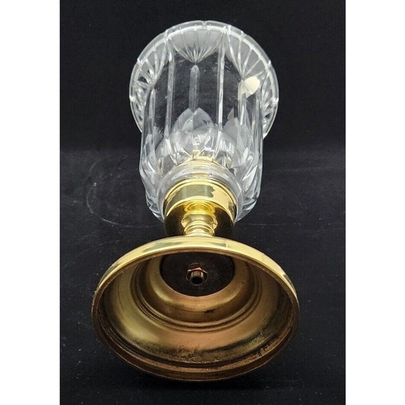 Vtg 24% Lead Crystal Hurricane Candle Holder Lamp Gold Tone Base 12" - Picture 10 of 12